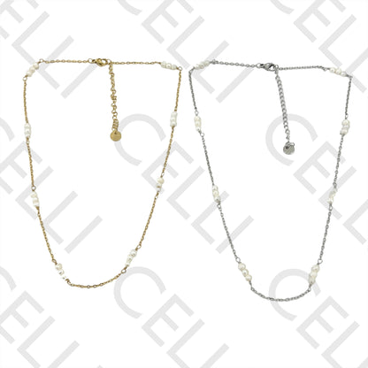 不锈钢项链 - 淡水珍珠