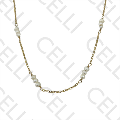 不锈钢项链 - 淡水珍珠