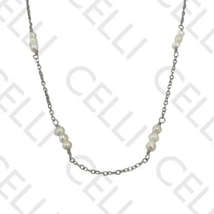 不锈钢项链 - 淡水珍珠