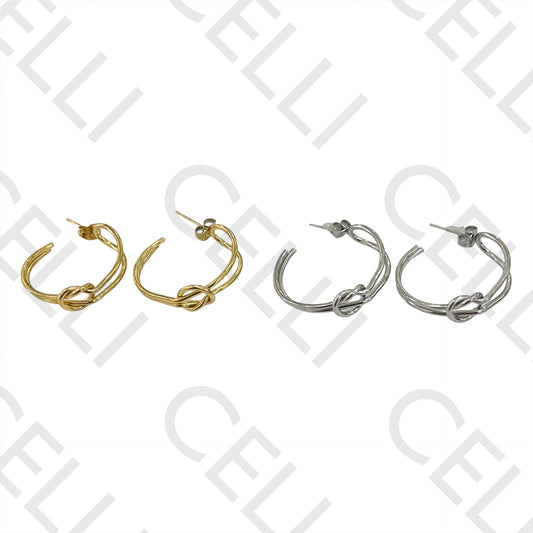 Steel Hoop Earring - Knot
