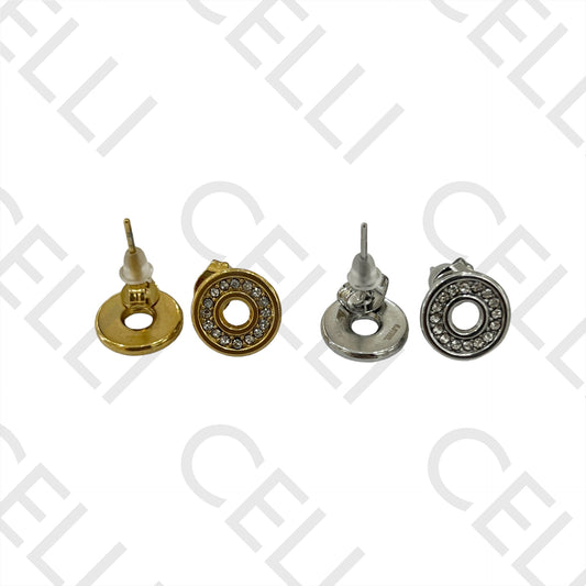Steel Earring - circle with brilliants