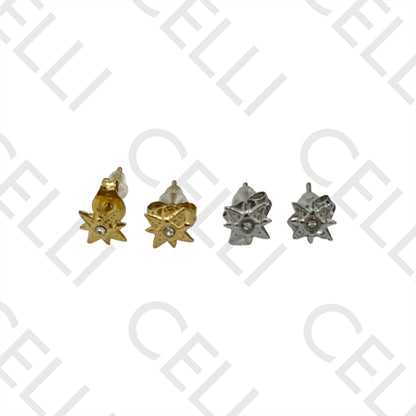 Steel Earring with Charm - North Star with Brilliant
