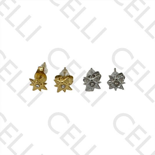 Steel Earring with Charm - North Star with Brilliant