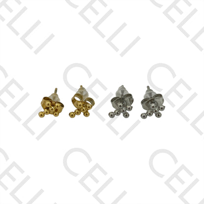 Steel Earring with Charm - Cross with Dots