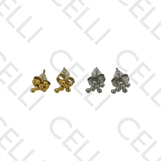 Steel Earring with Charm - Cross with Dots