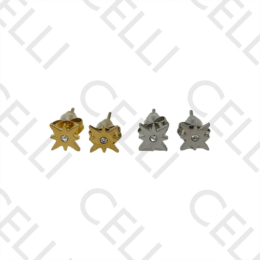 Steel Earring with Charm - Star with Brilliant
