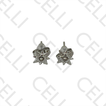 Steel Earring with Charm - North Star with Brilliant