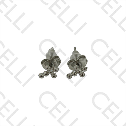 Steel Earring with Charm - Cross with Dots