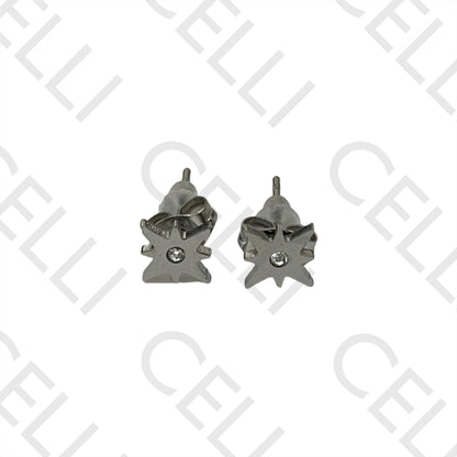 Steel Earring with Charm - Star with Brilliant