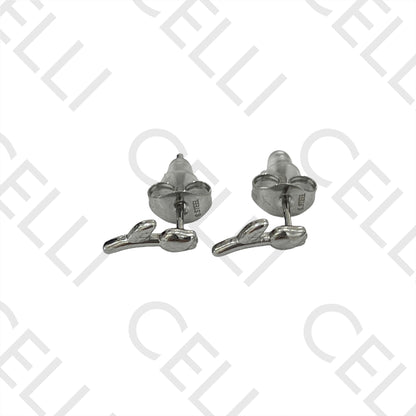 Steel Earring with Charm - Tulip