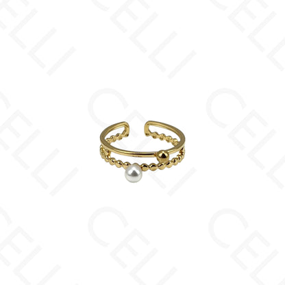 Anel de Aço Ajustável - duplo com pérola