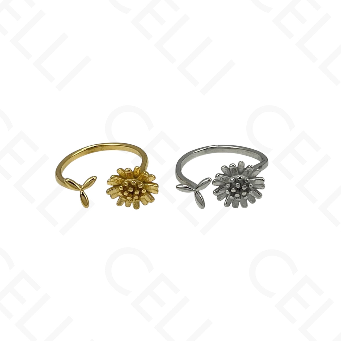 Anillo de acero ajustable - flor