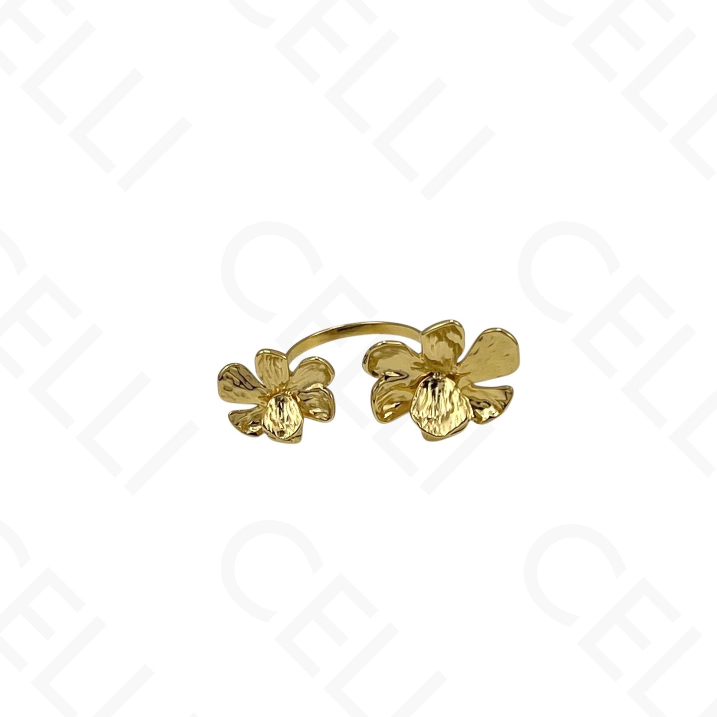 Anel de Aço Ajustável - flor