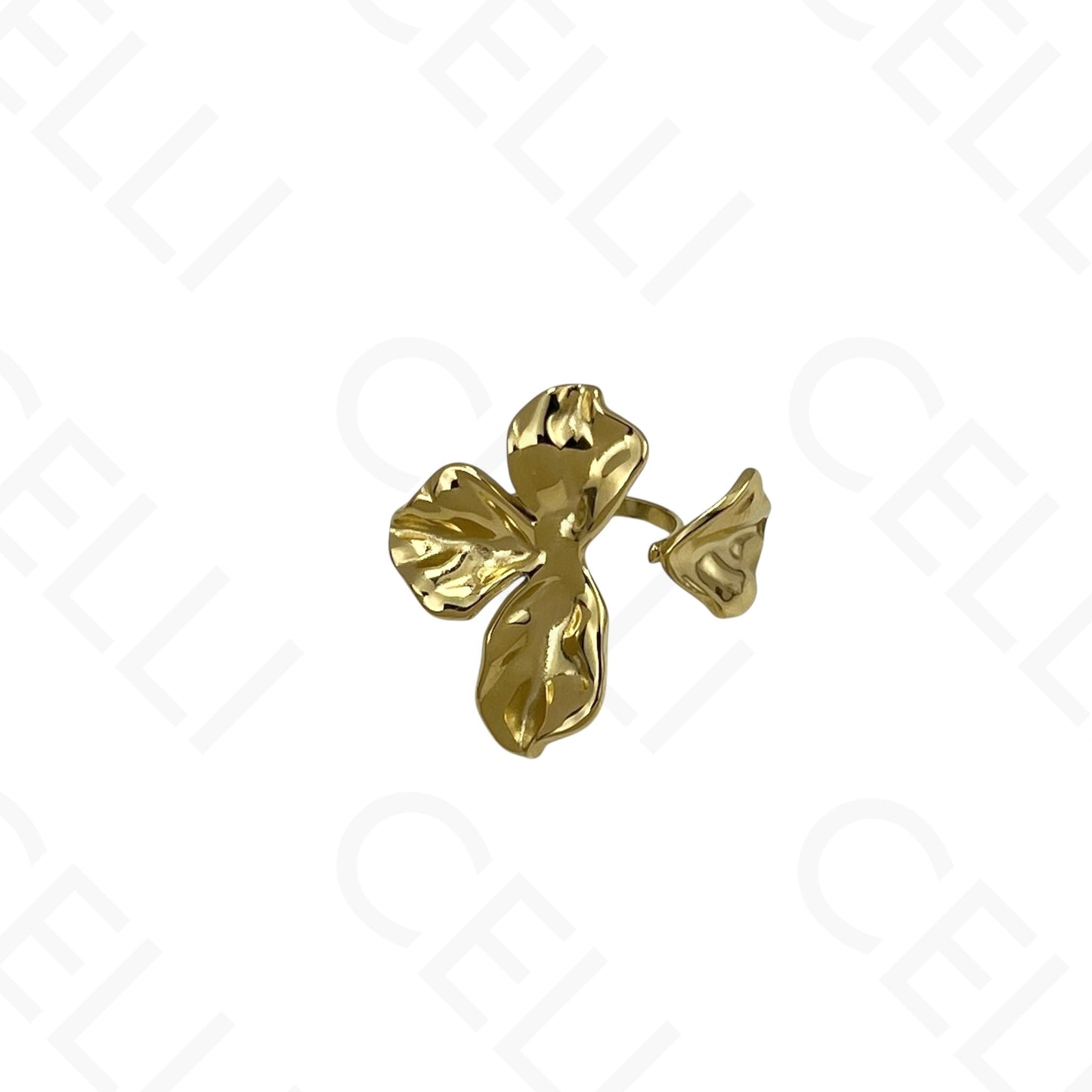 Anillo de acero ajustable - flor