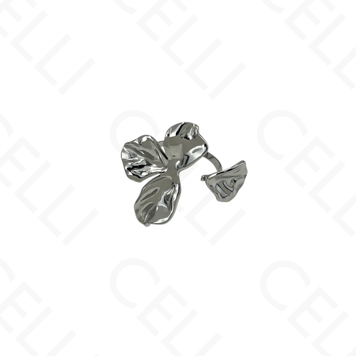 Anillo de acero ajustable - flor