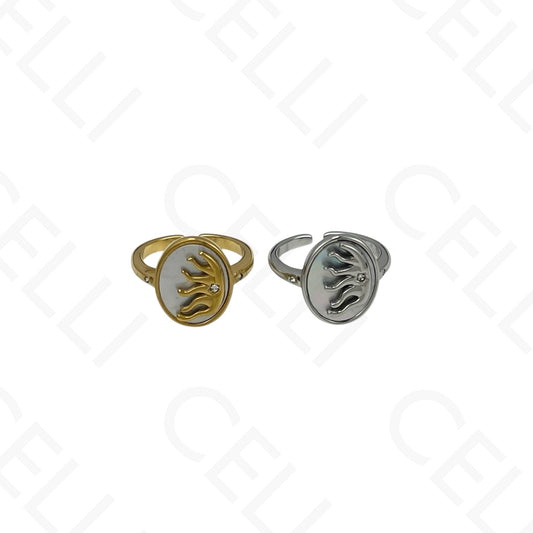 Anel de Aço Ajustável - madrepérola