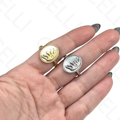 Anel de Aço Ajustável - madrepérola