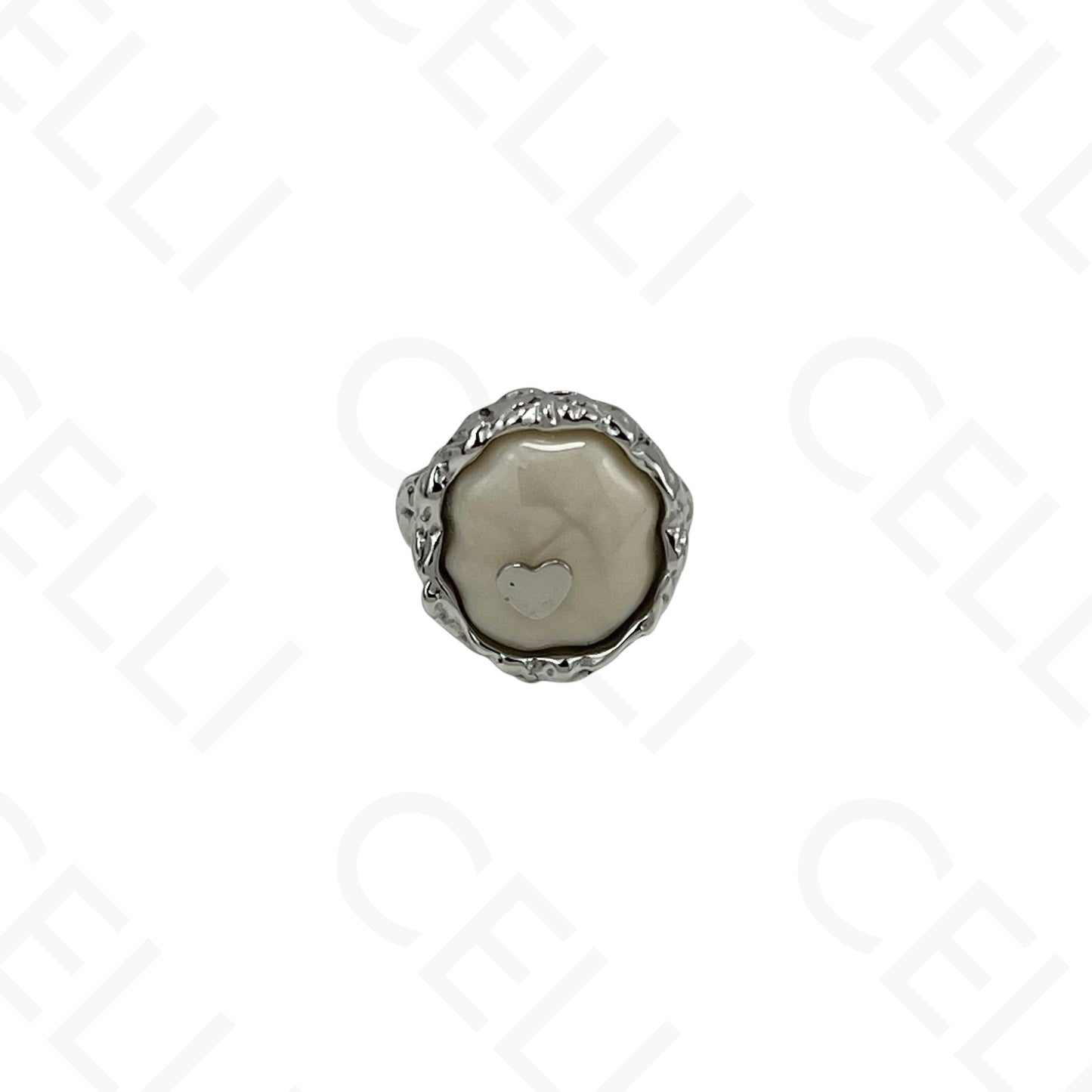 Anillo de Acero Ajustable - resina con corazón