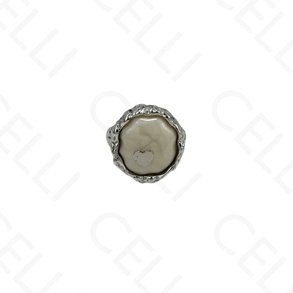 Anillo de Acero Ajustable - resina con corazón