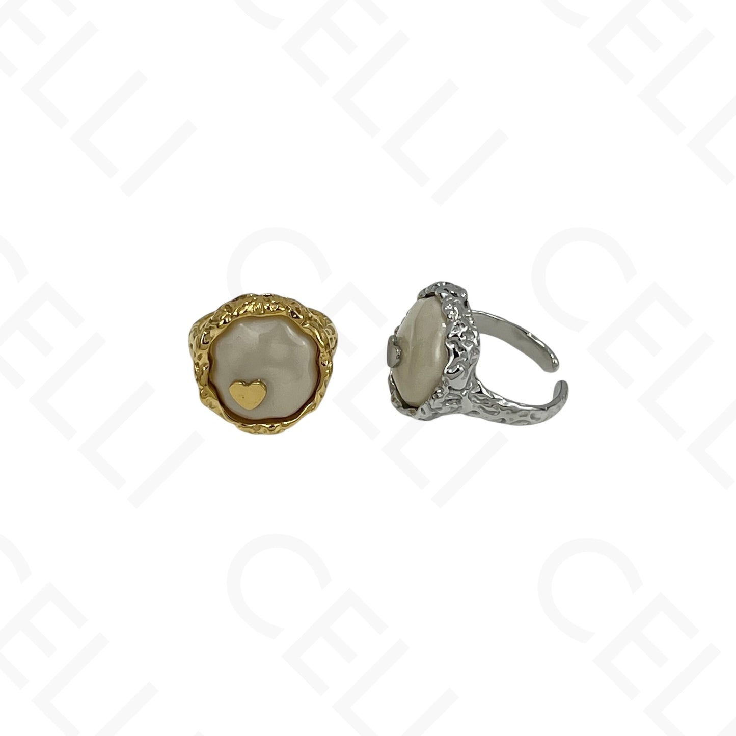 Anillo de Acero Ajustable - resina con corazón