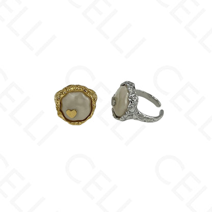 Anillo de Acero Ajustable - resina con corazón