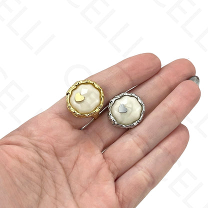 Anillo de Acero Ajustable - resina con corazón