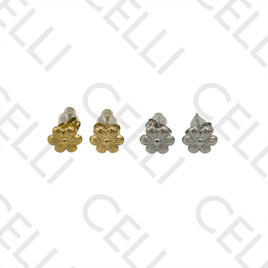 Steel Earring with Charm - Flower