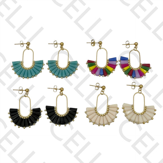 Steel Earring with faceted crystals and beads