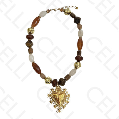 Steel necklace - large fish pendant