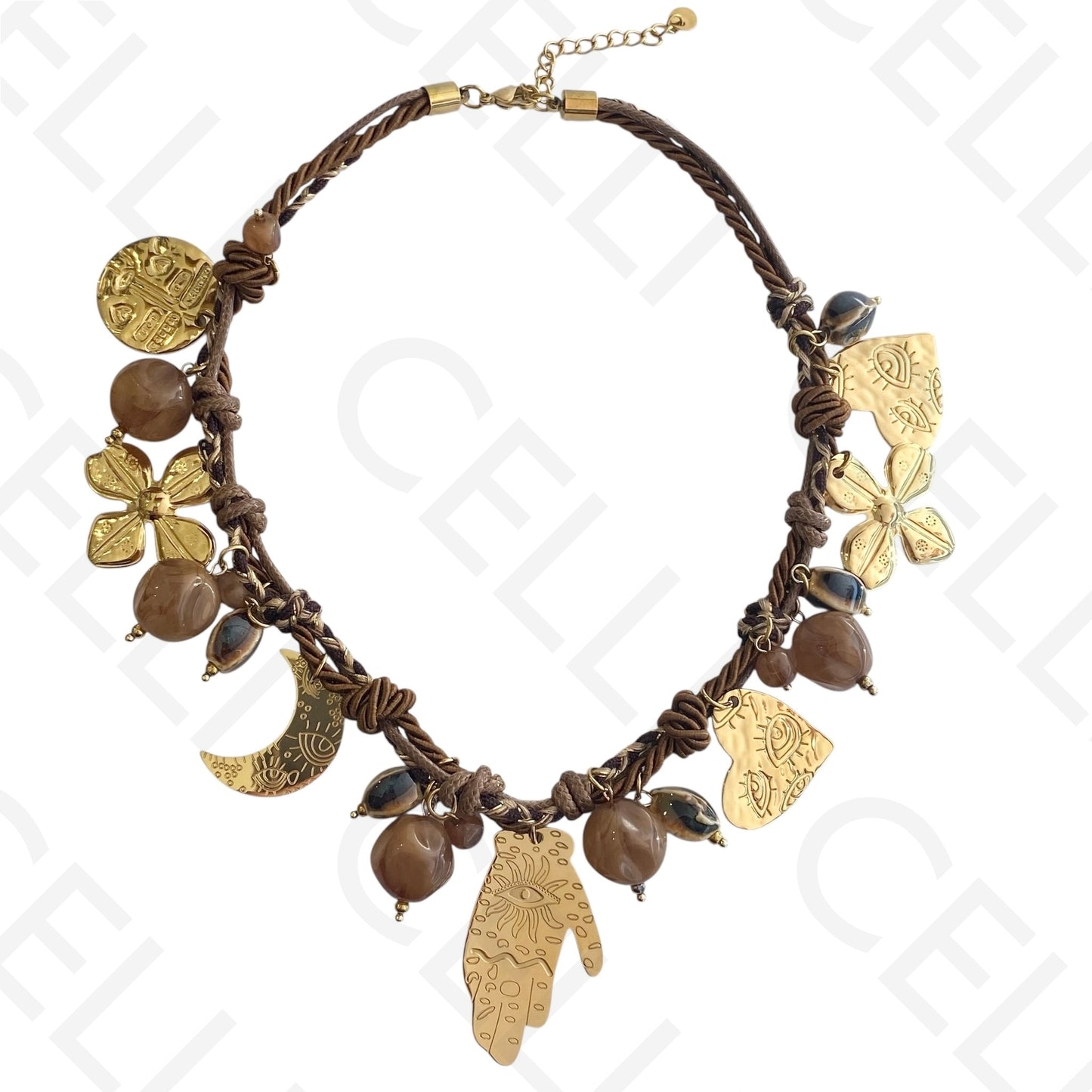 Colar de aço - corda com medalhas, mão