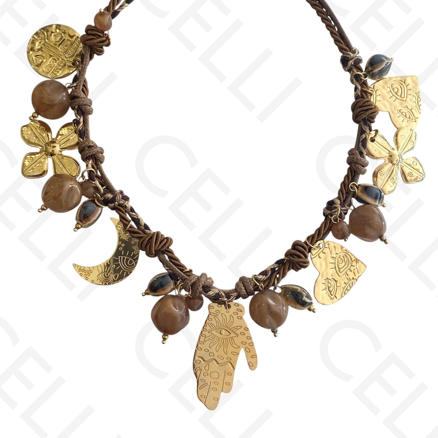 Colar de aço - corda com medalhas, mão