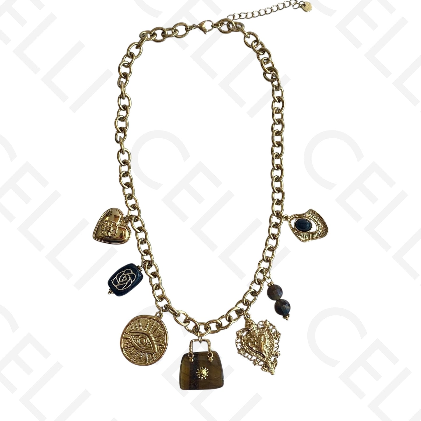 Colar de aço - medalhas de aço, bolsa de resina