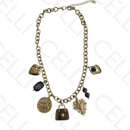 Colar de aço - medalhas de aço, bolsa de resina