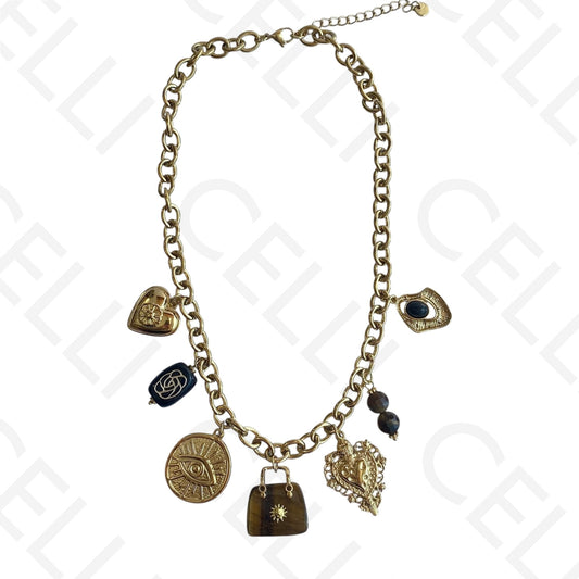 Colar de aço - medalhas de aço, bolsa de resina