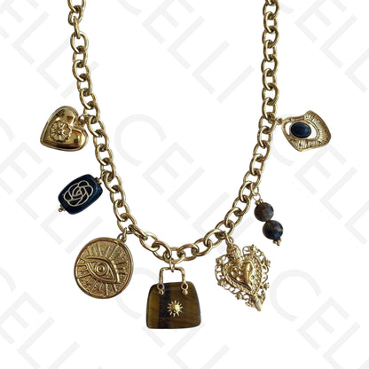 Colar de aço - medalhas de aço, bolsa de resina