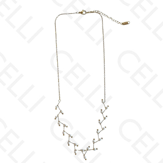 Colar de aço - zig-zag pérolas