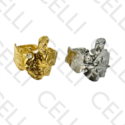 Steel Ring - Hammered with Star