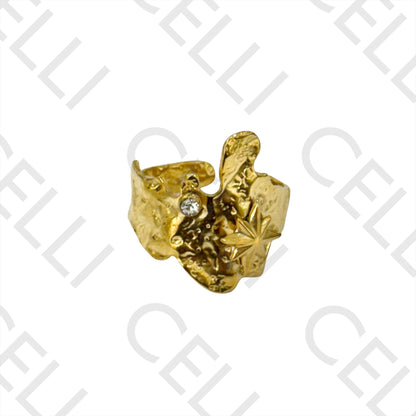 Steel Ring - Hammered with Star