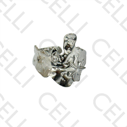 Steel Ring - Hammered with Star