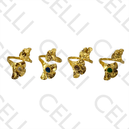 Steel Ring - hammered sheet with brilliants