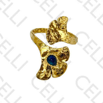 Steel Ring - hammered sheet with brilliants