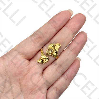 Steel Ring - hammered sheet with brilliants