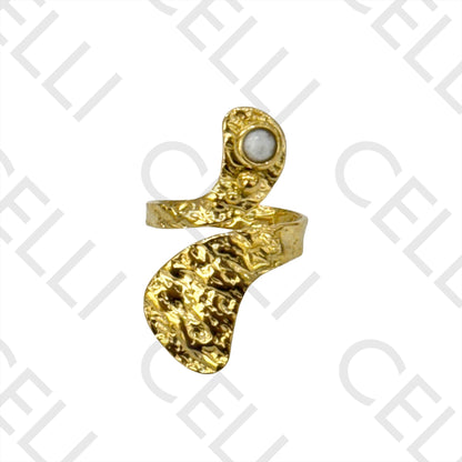 Anillo de Acero - martillado con piedras naturales