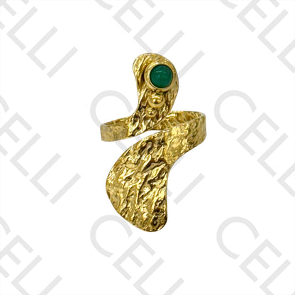 Anillo de Acero - martillado con piedras naturales