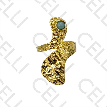 Anillo de Acero - martillado con piedras naturales