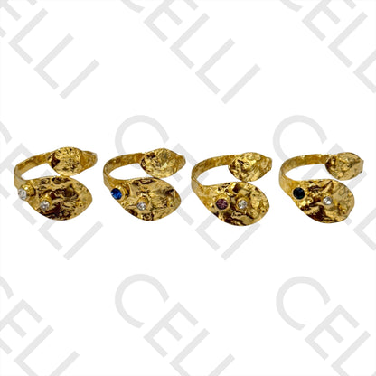 Steel Ring - hammered with brilliants