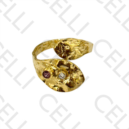 Steel Ring - hammered with brilliants