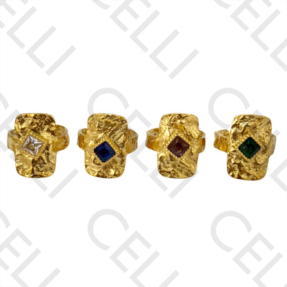 Steel Ring - hammered with brilliants