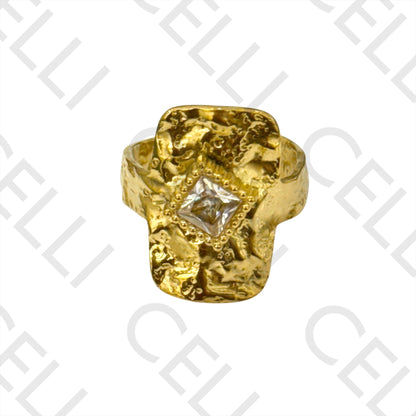 Steel Ring - hammered with brilliants