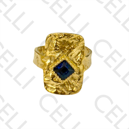 Steel Ring - hammered with brilliants